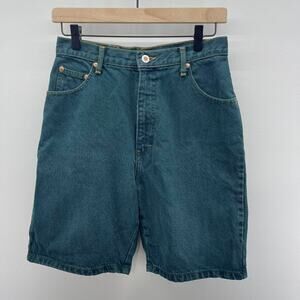 VTG 90s/Y2K ENUF Internationale‎ Green Denim Shorts Juniors 9/10 Bermuda